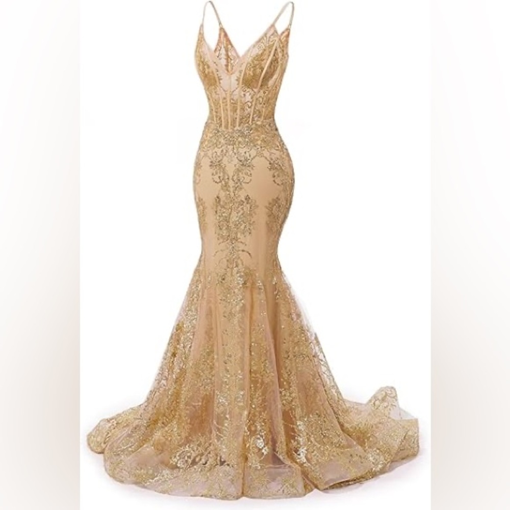 Elegant Gold Evening Gown/Prom dress